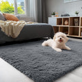 Grey Washable Shaggy Area Rug