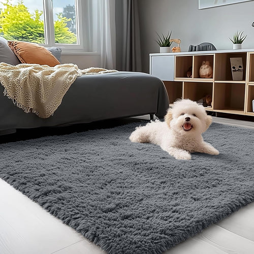 Grey Washable Shaggy Area Rug