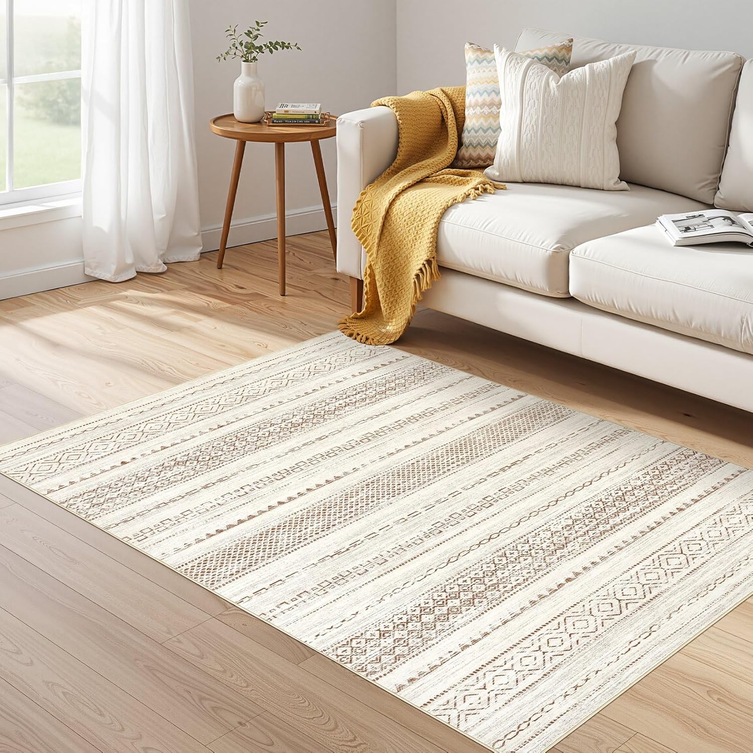 Boho Moroccan Washable Area Rug