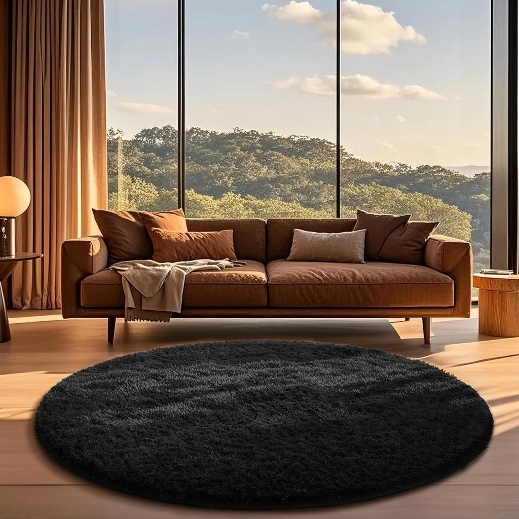 Grey Fluffy Shag Area Rug