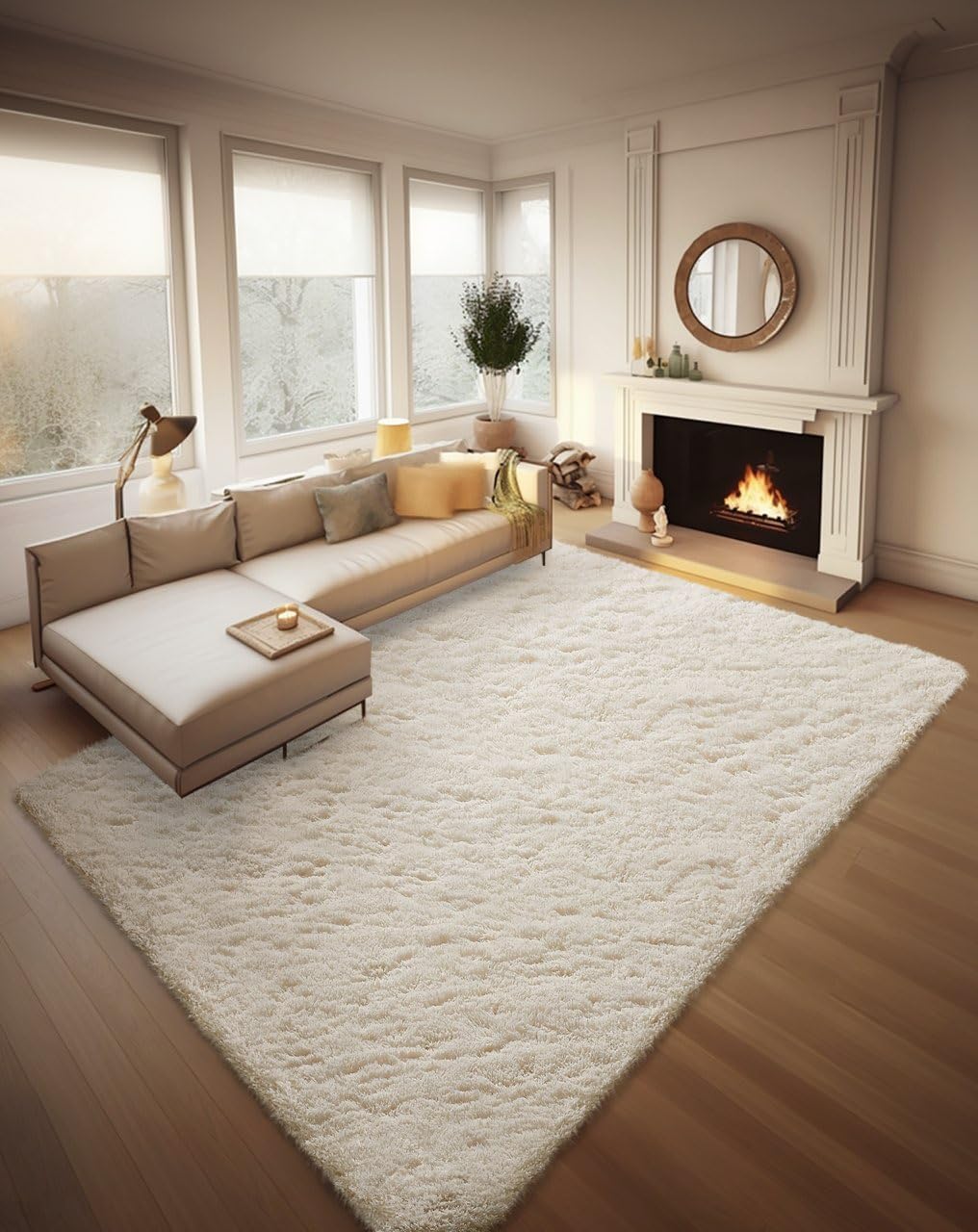 Grey Fluffy Shag Area Rug