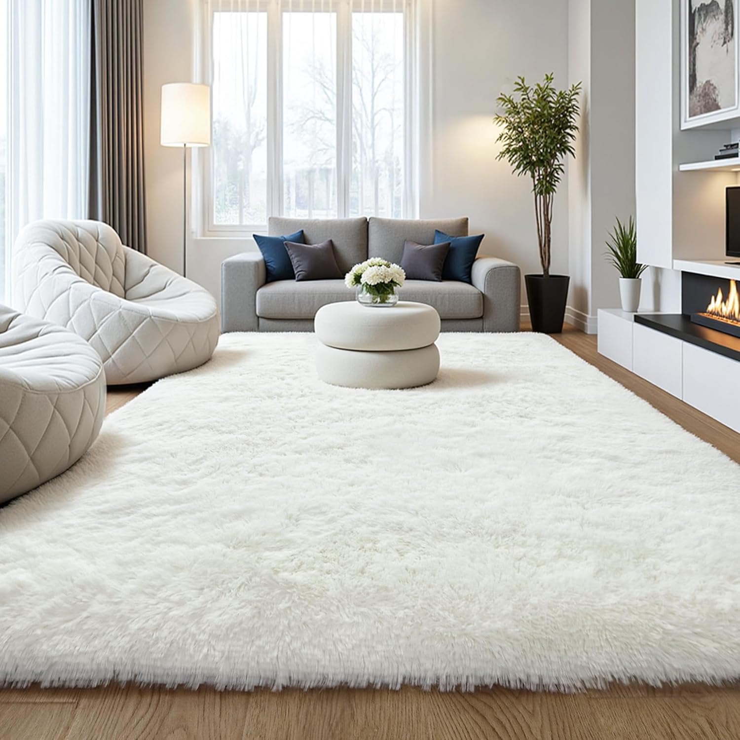 Pink Fluffy Shag Area Rug