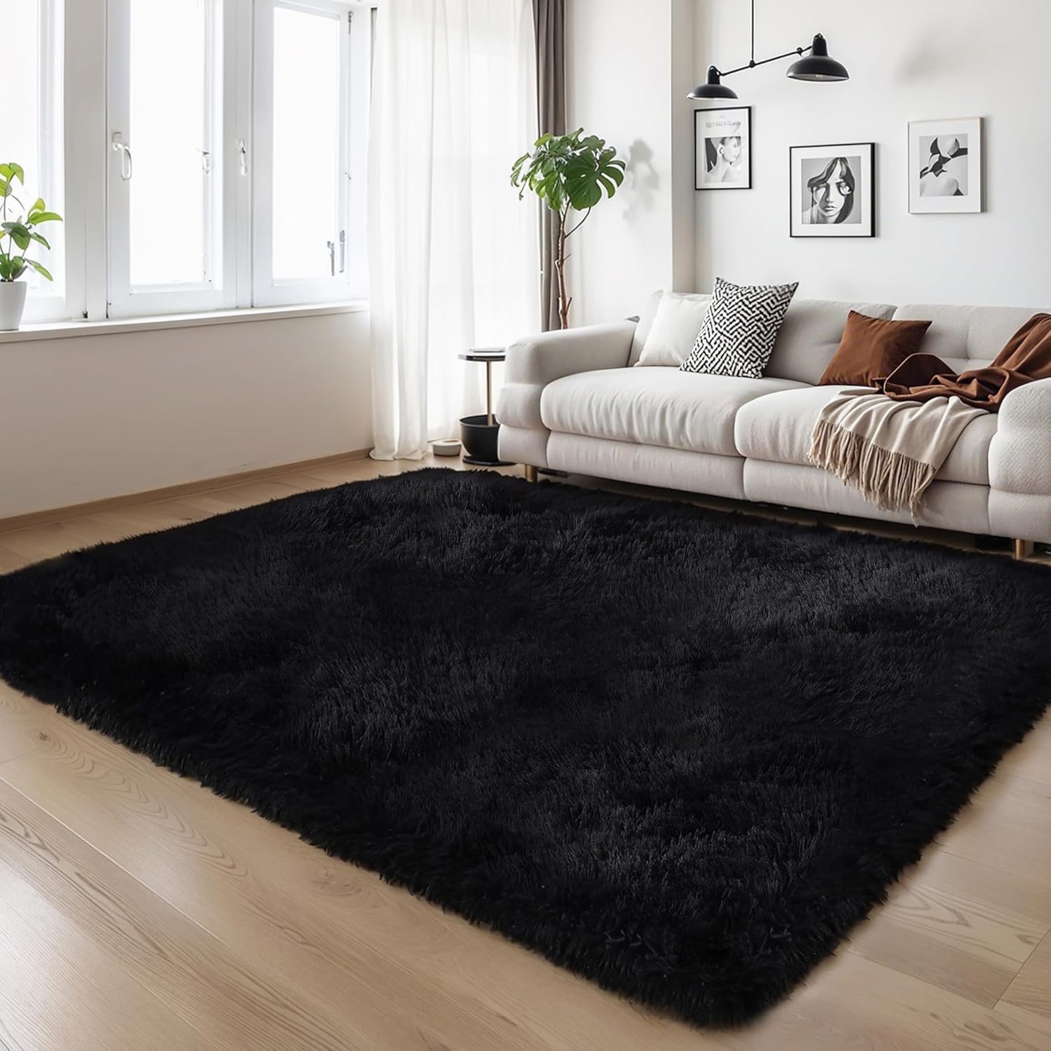 Pink Fluffy Shag Area Rug