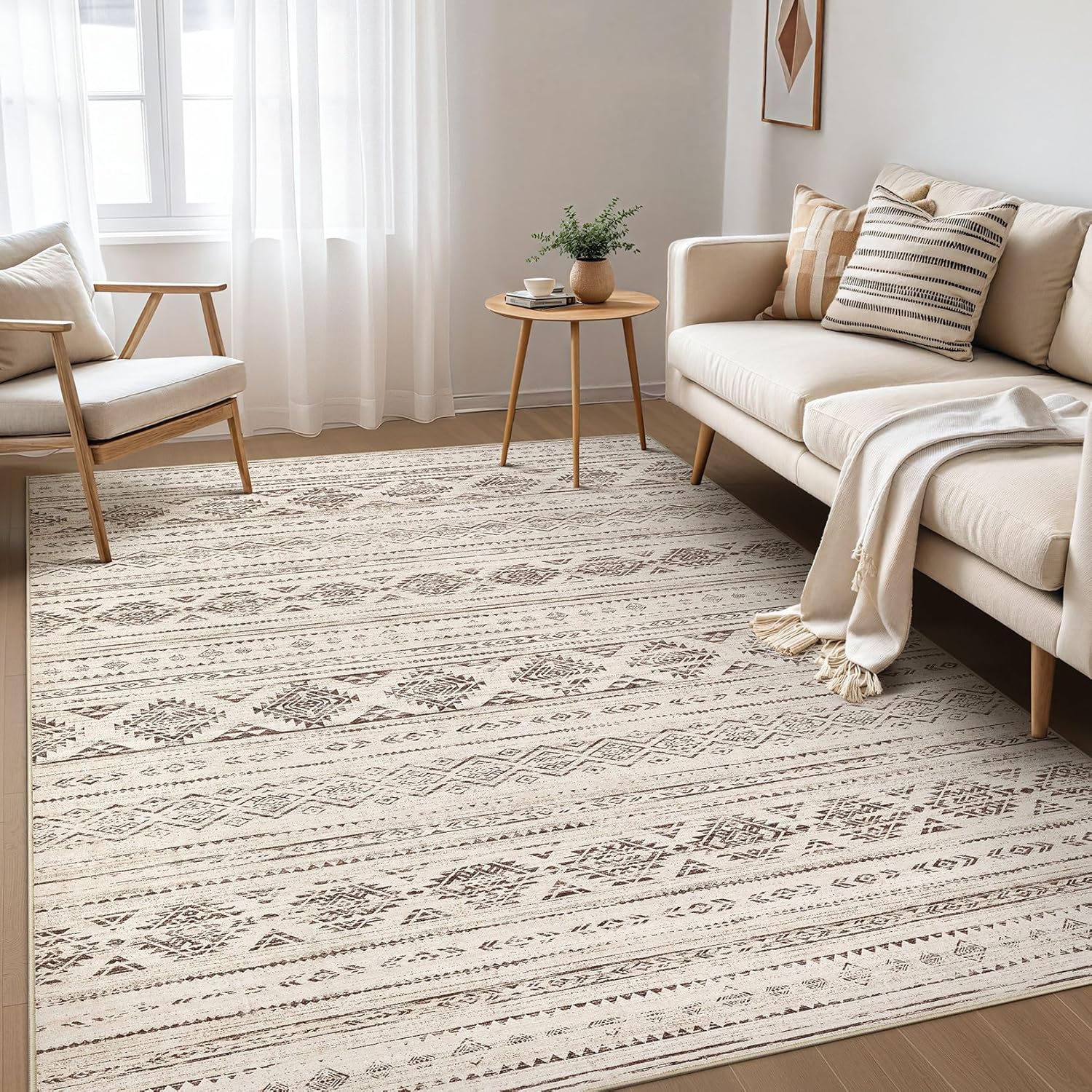 Boho Moroccan Washable Area Rug