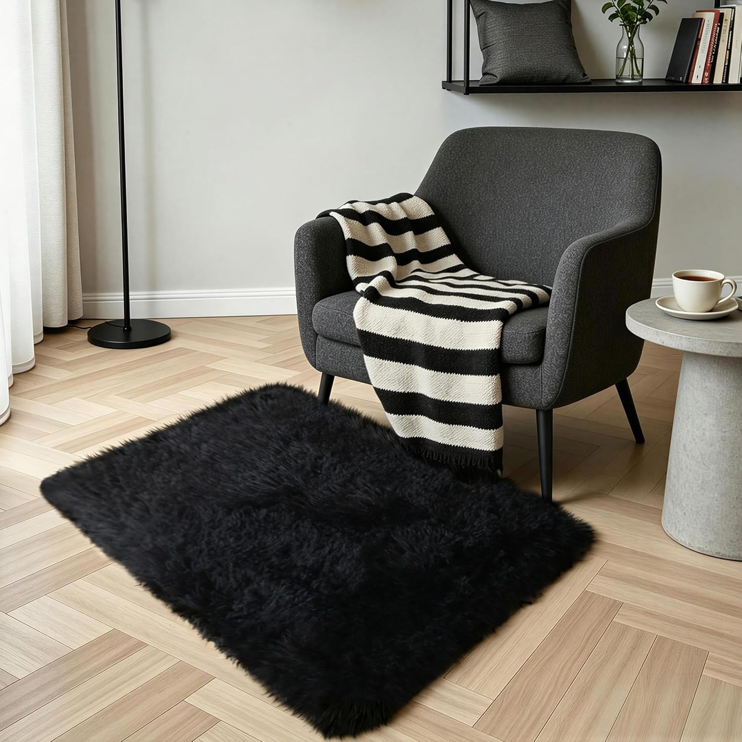 Pink Fluffy Shag Area Rug