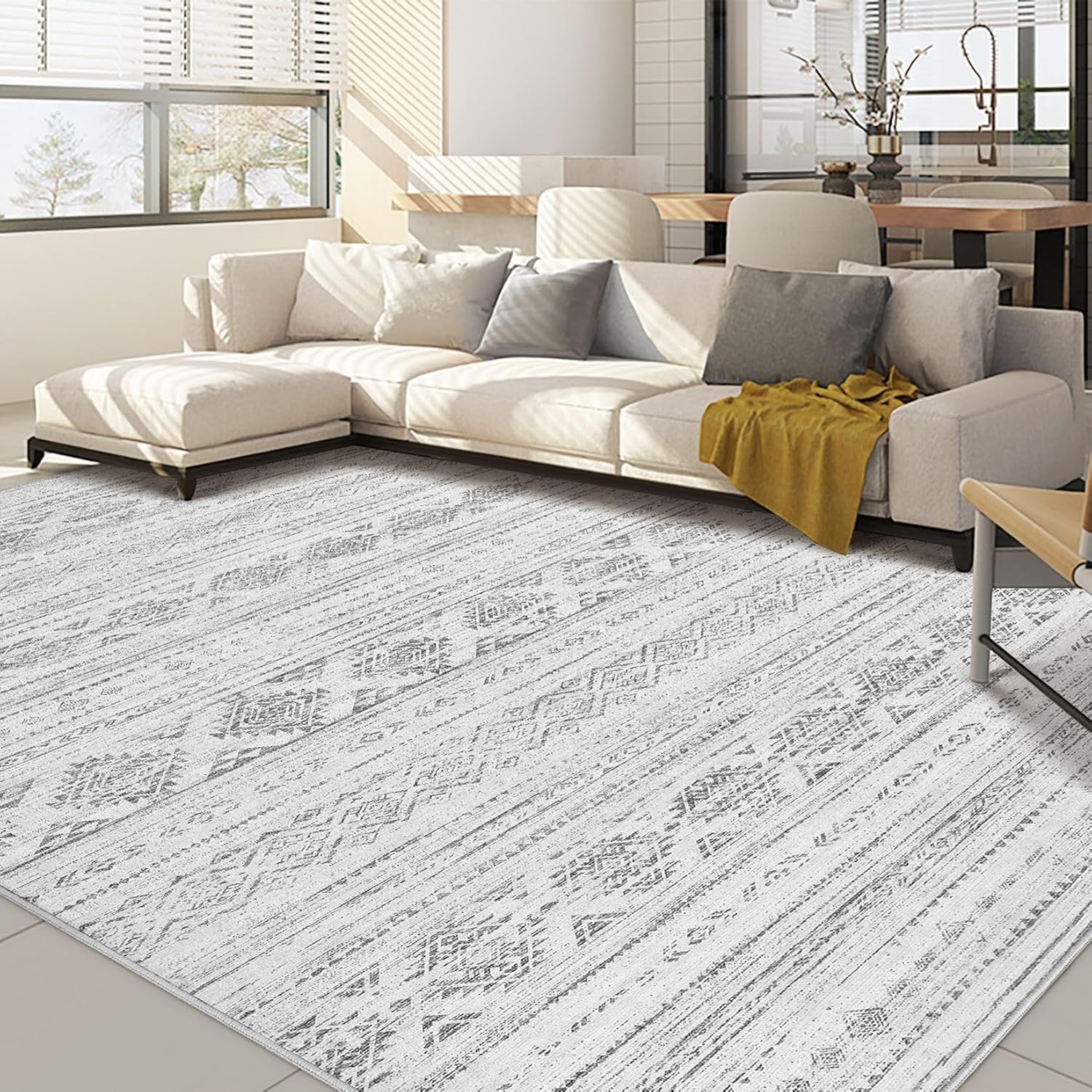 Boho Moroccan Washable Area Rug