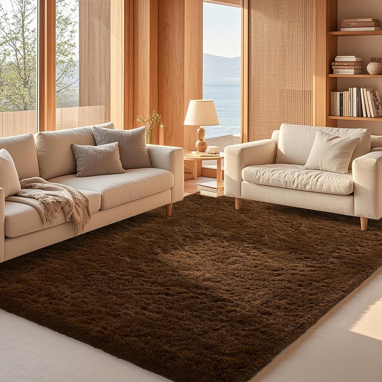 Grey Fluffy Shag Area Rug