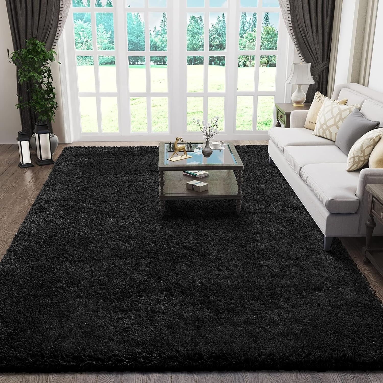 Grey Fluffy Shag Area Rug