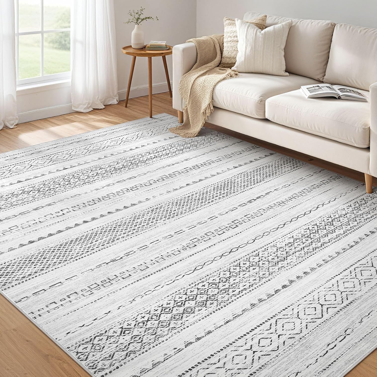 Boho Moroccan Washable Area Rug