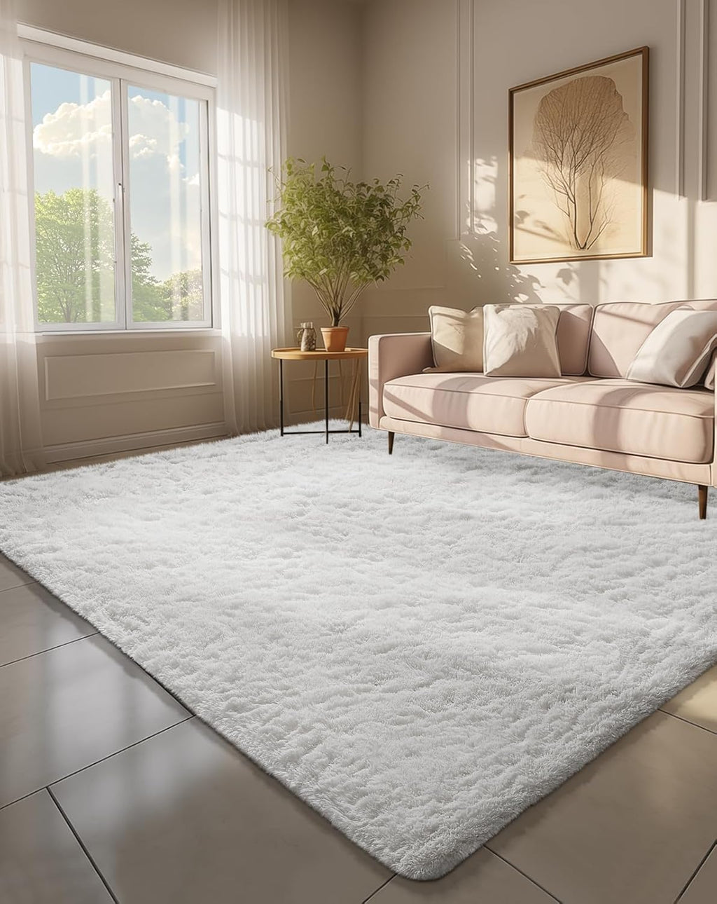 Grey Fluffy Shag Area Rug