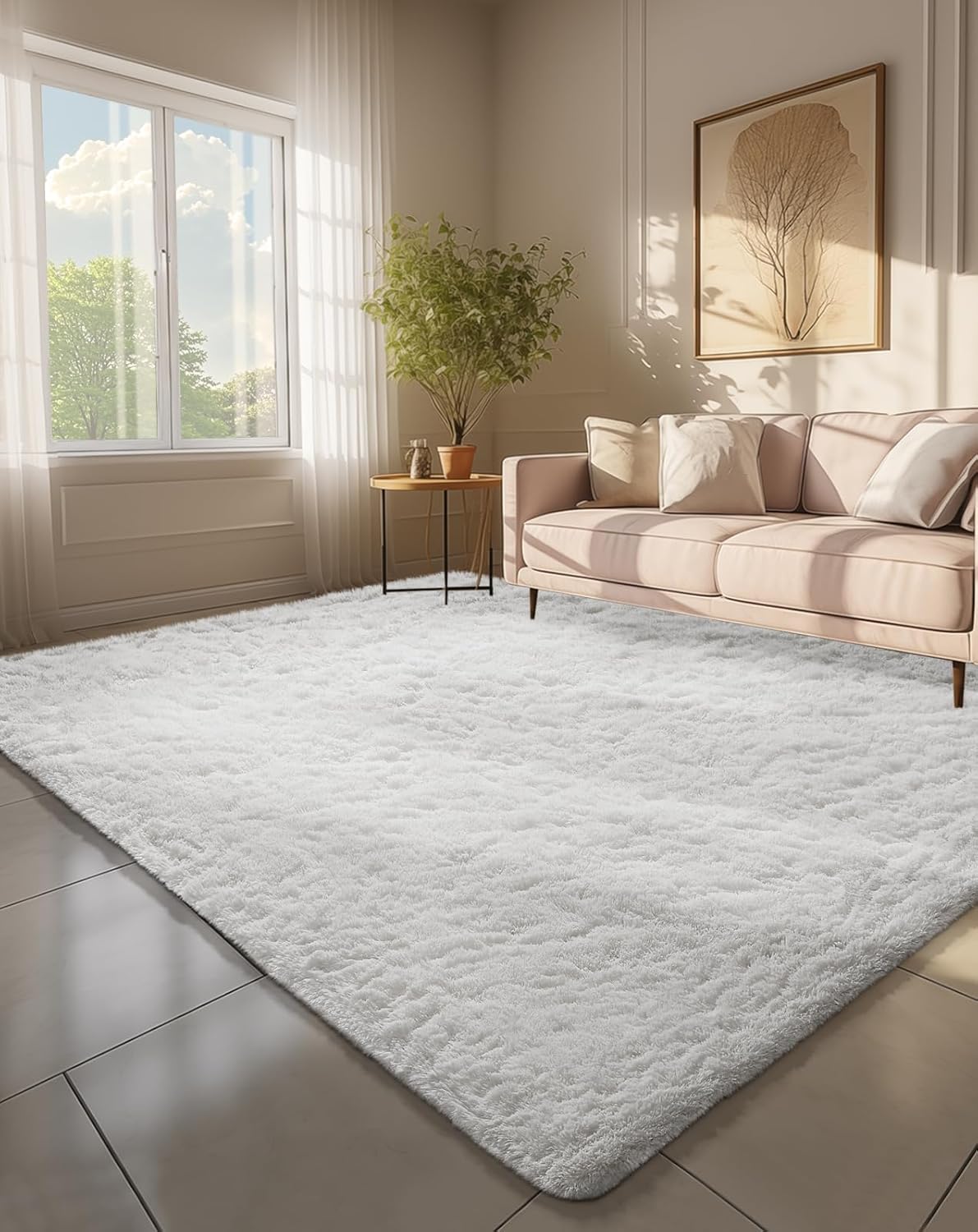 Grey Fluffy Shag Area Rug