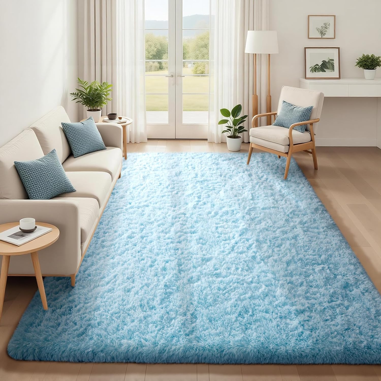 Grey Fluffy Shag Area Rug