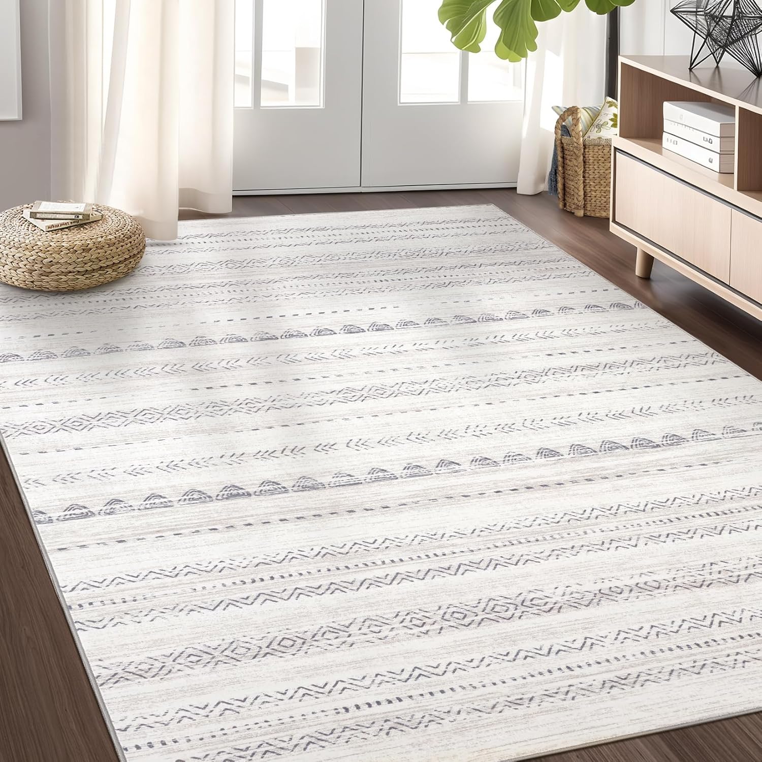 Boho Moroccan Washable Area Rug