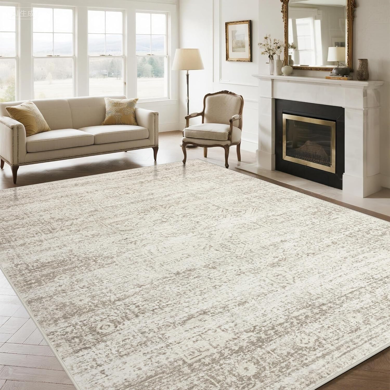 Vintage Faux Wool Area Rug