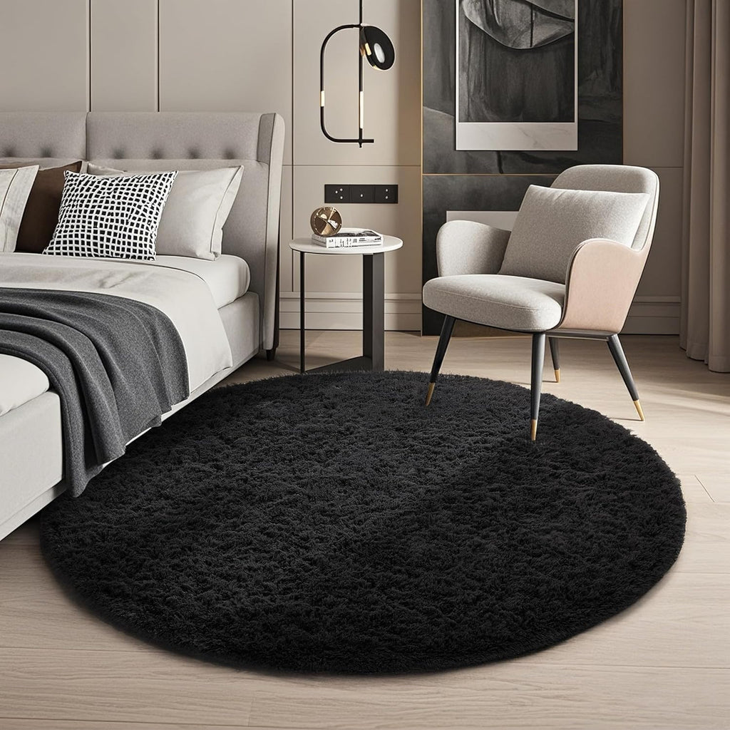 Grey Fluffy Shag Area Rug