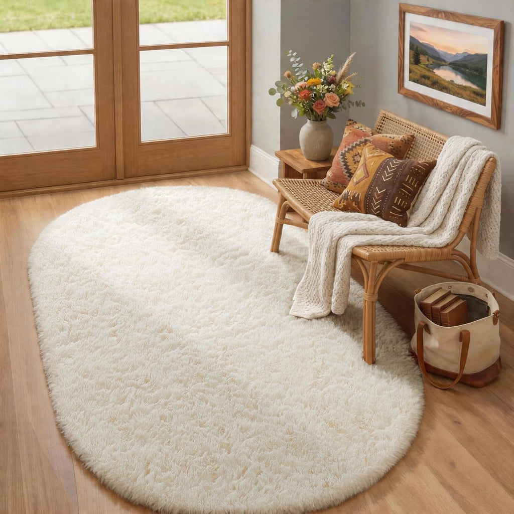 Grey Fluffy Shag Area Rug