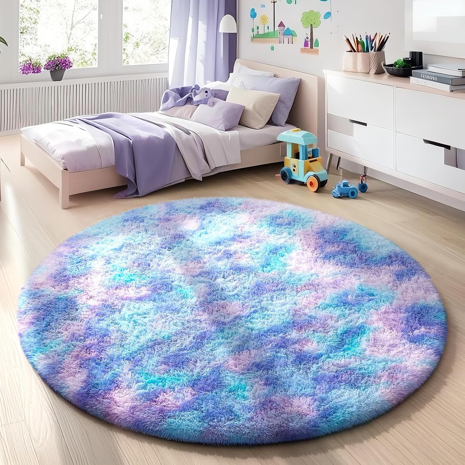 Grey Fluffy Shag Area Rug