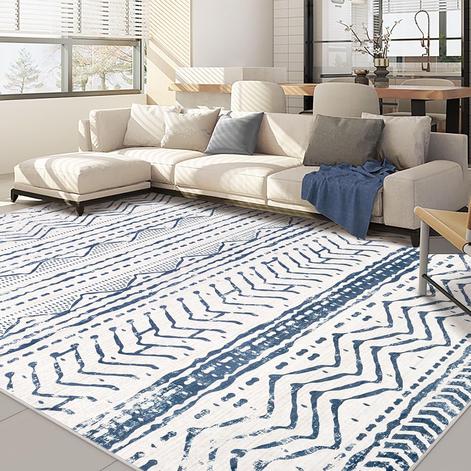 Boho Moroccan Washable Area Rug