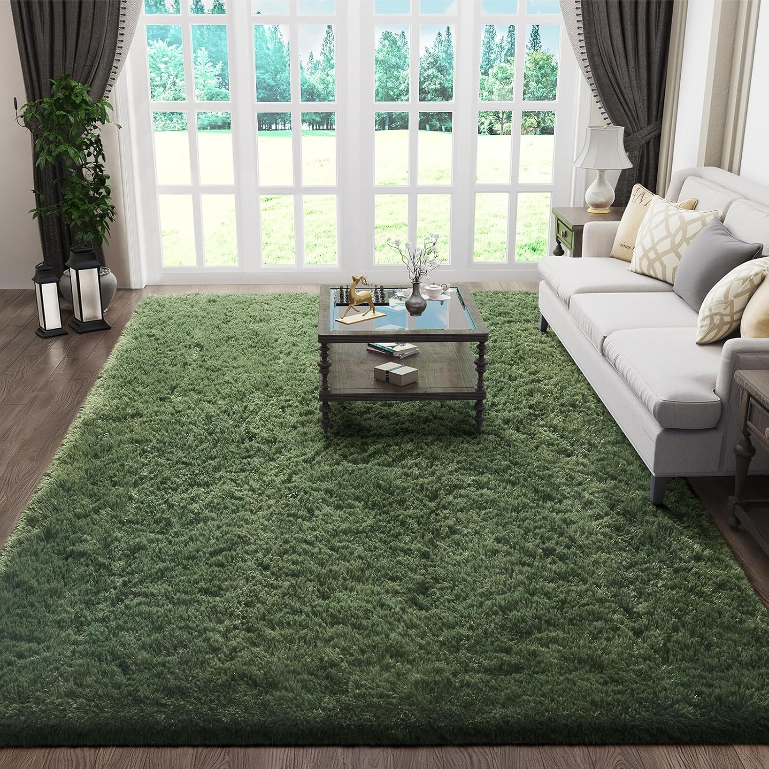 Grey Fluffy Shag Area Rug