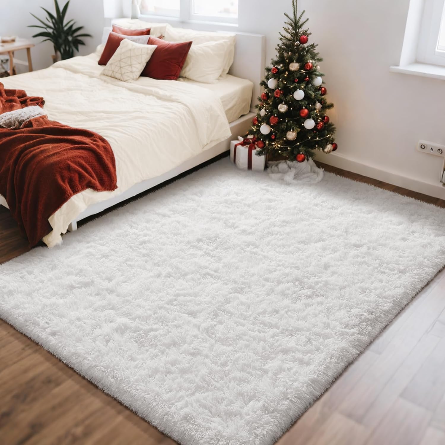 Grey Fluffy Shag Area Rug
