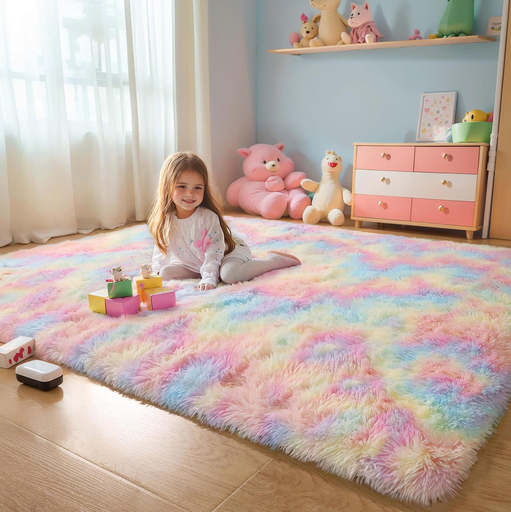 Pink Fluffy Shag Area Rug