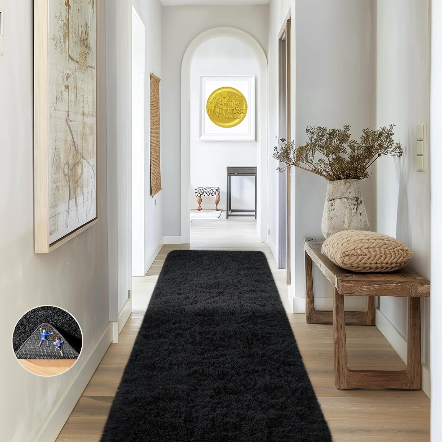 Grey Fluffy Shag Area Rug