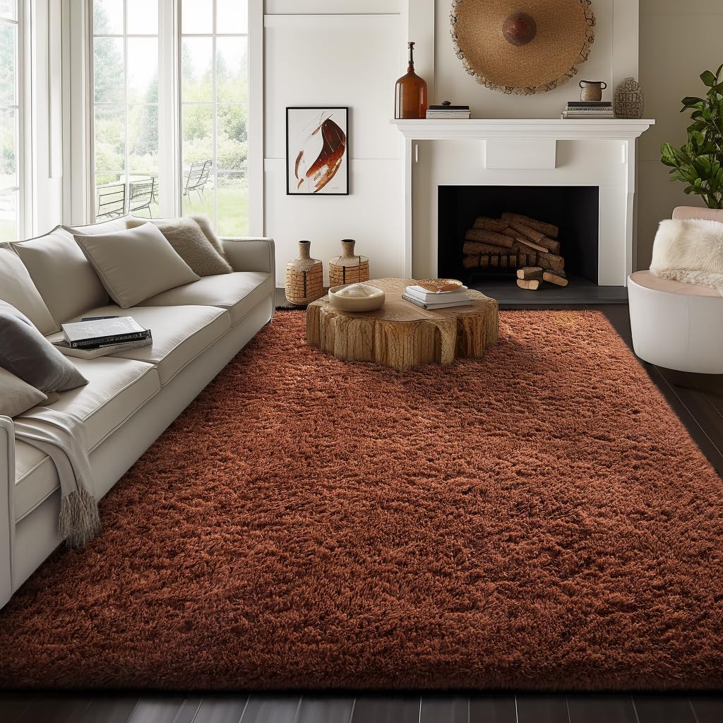 Grey Fluffy Shag Area Rug