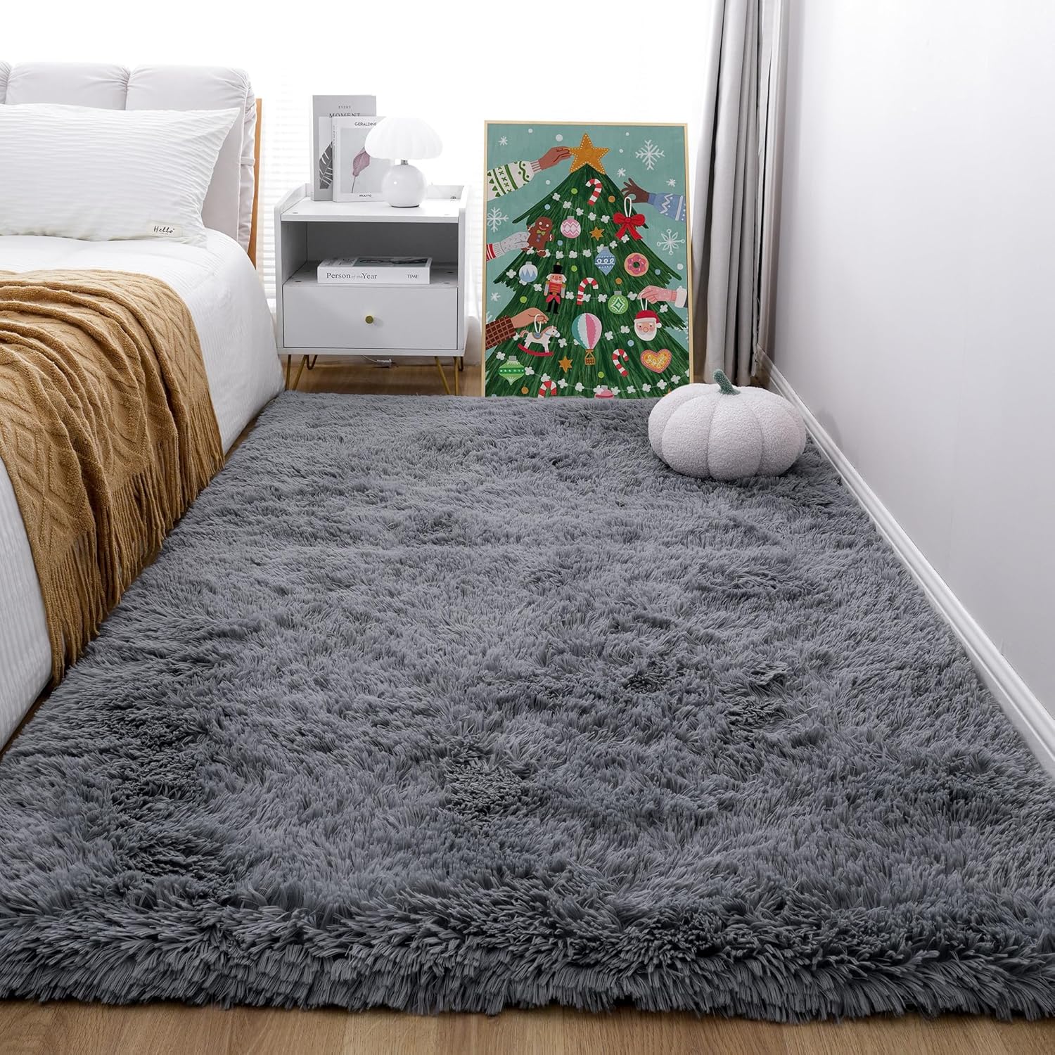 Pink Fluffy Shag Area Rug