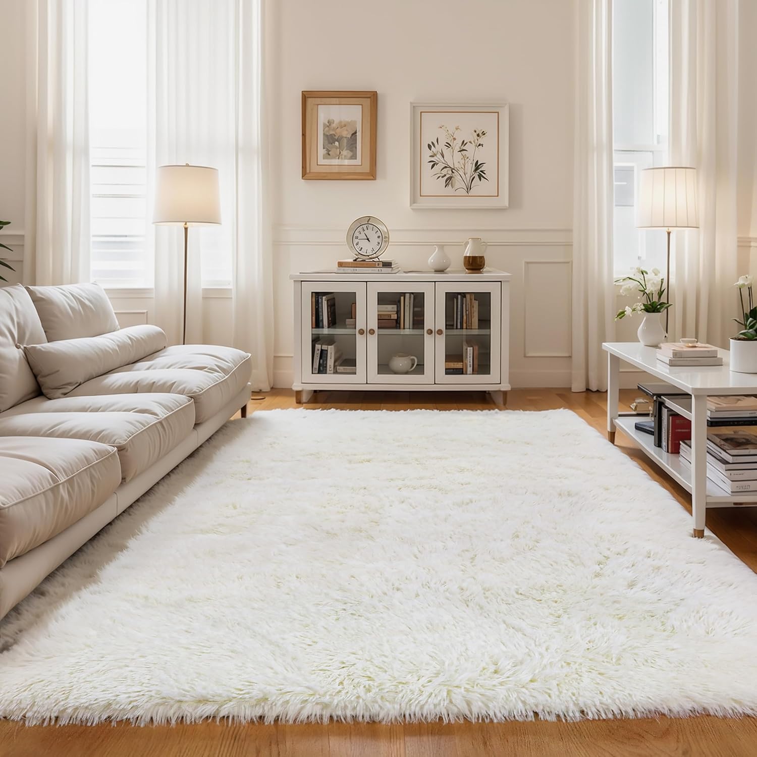 Pink Fluffy Shag Area Rug