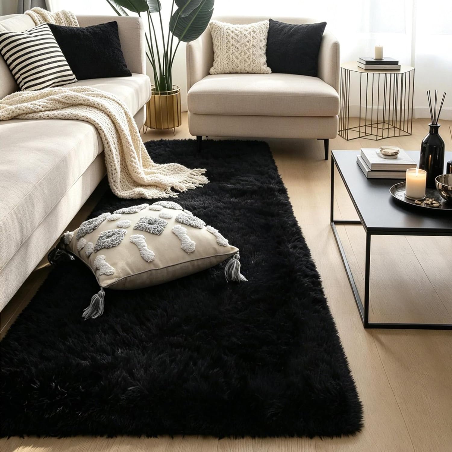 Pink Fluffy Shag Area Rug