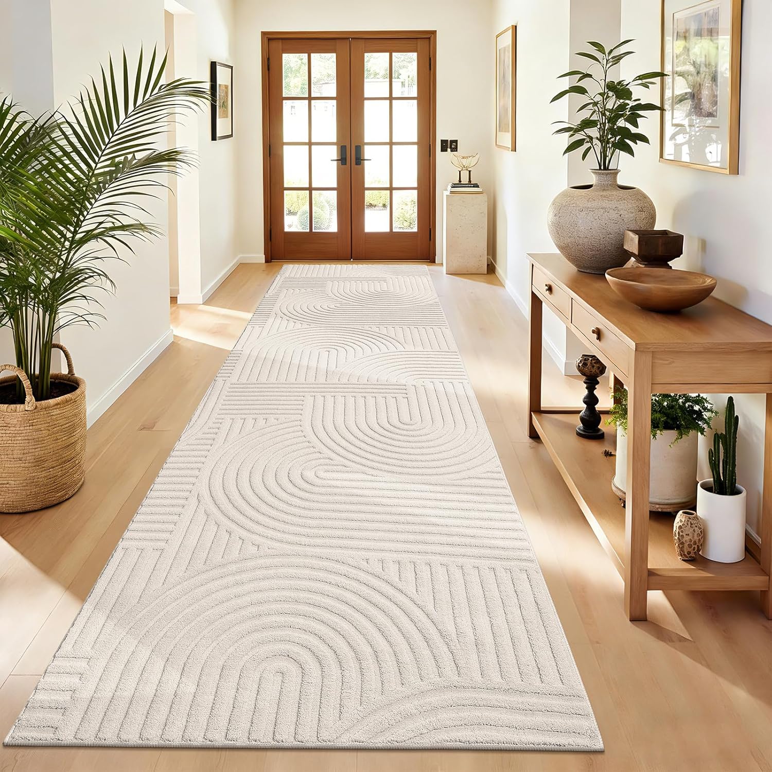 Modern Beige Washable Area Rug