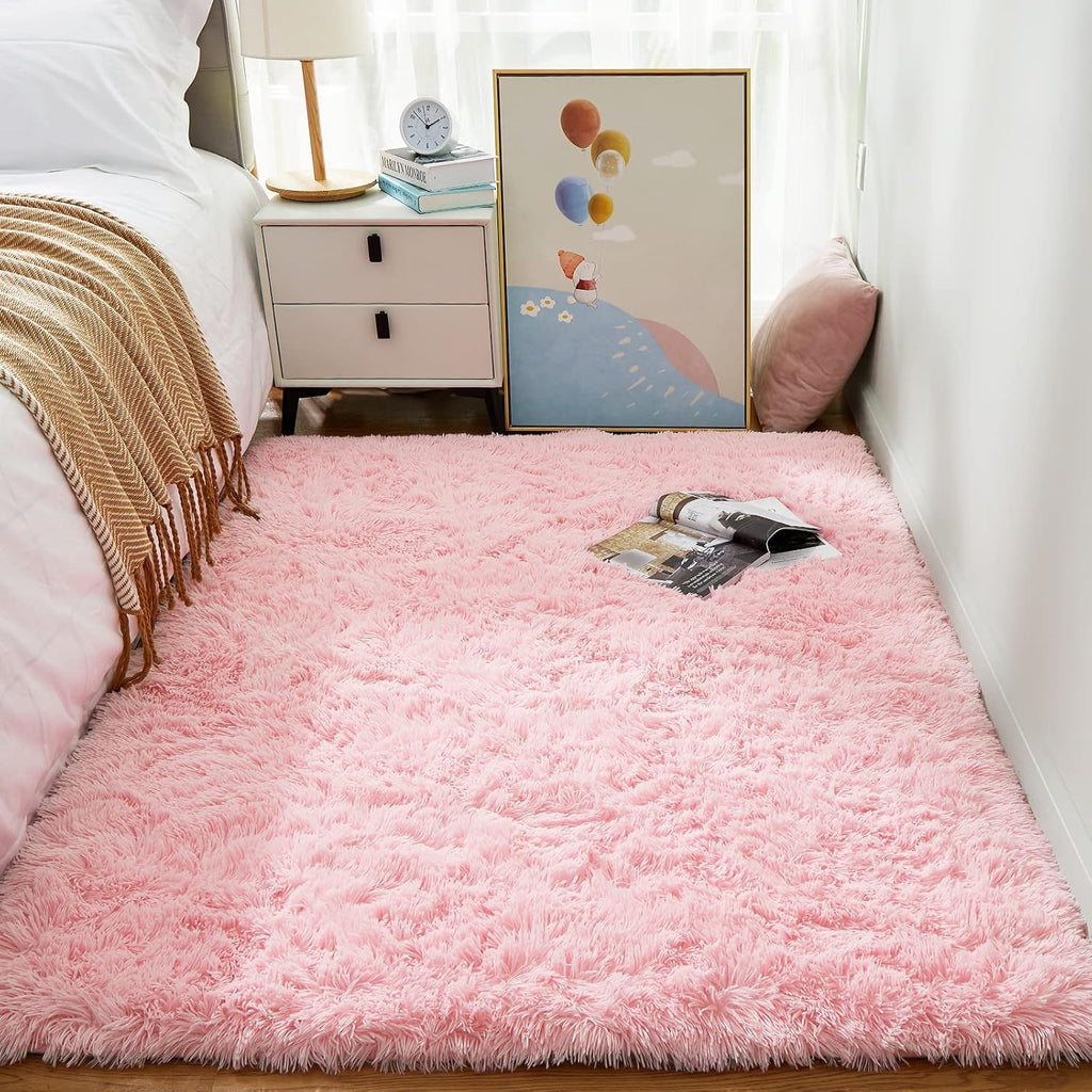 Grey Fluffy Shag Area Rug