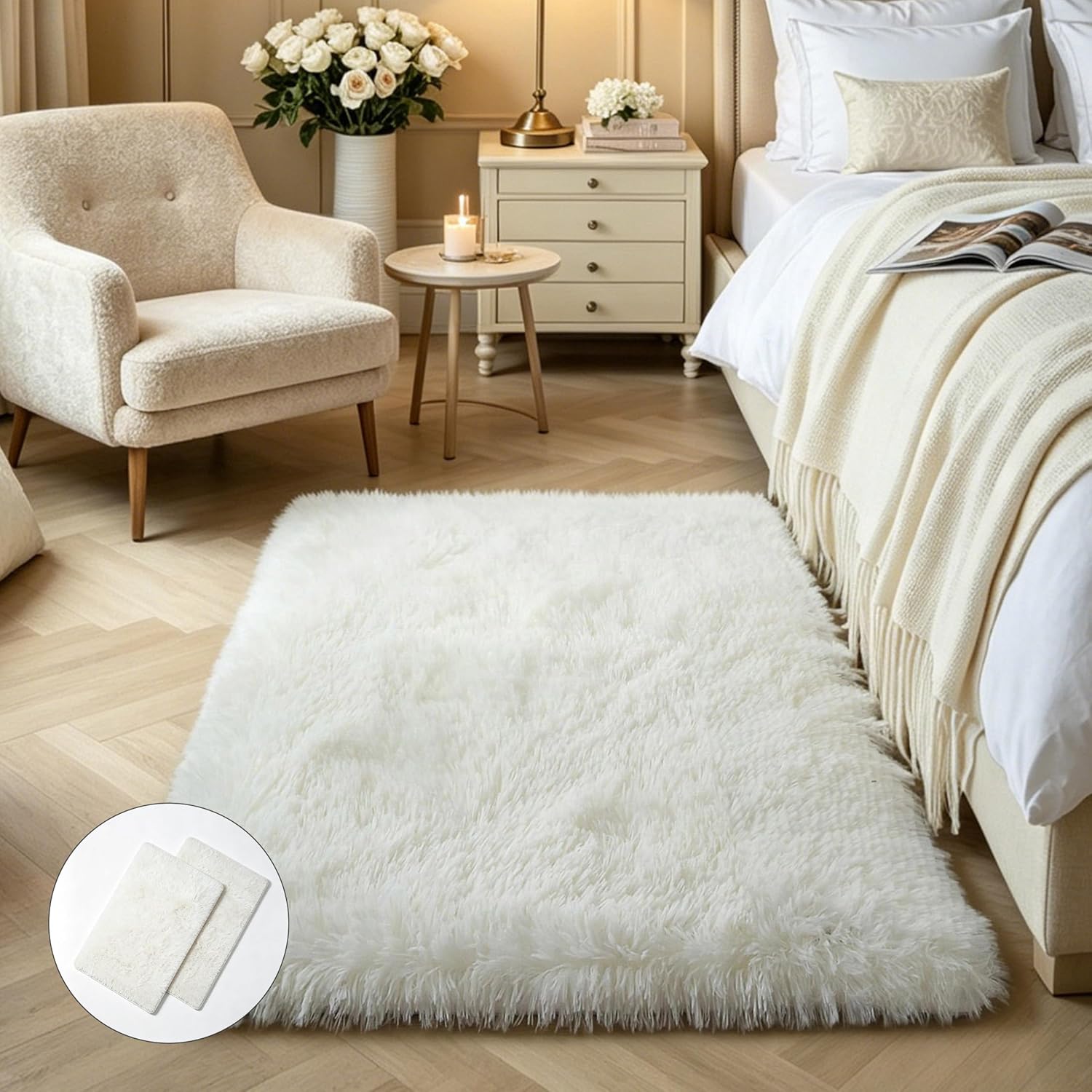 Pink Fluffy Shag Area Rug