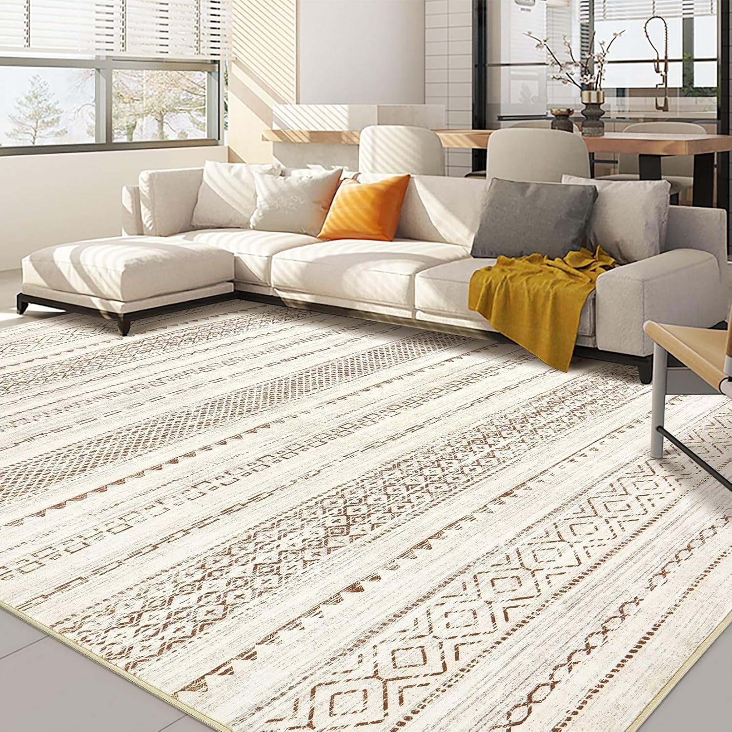 Boho Moroccan Washable Area Rug