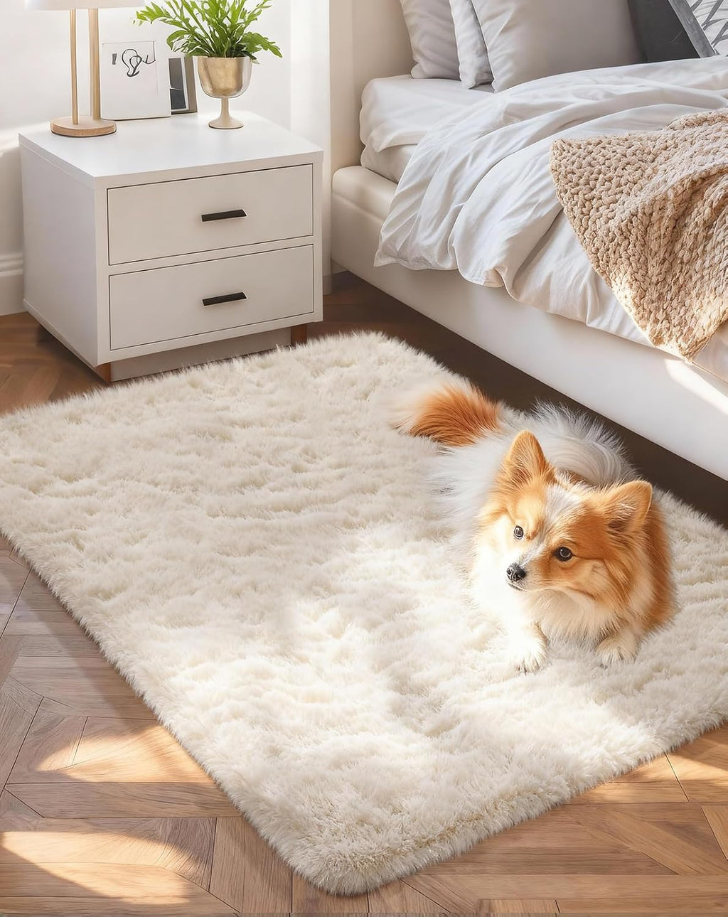Grey Fluffy Shag Area Rug
