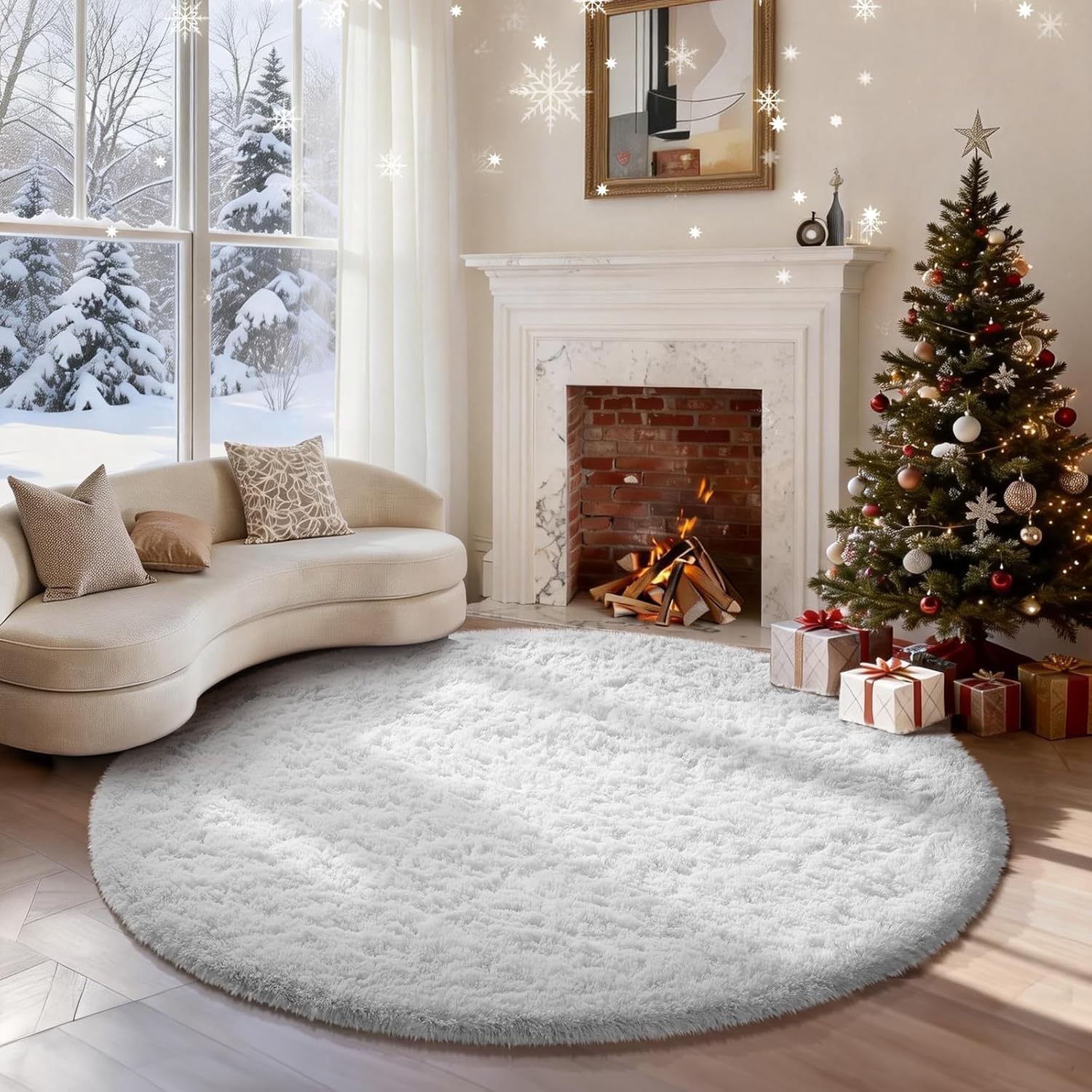 Grey Fluffy Shag Area Rug