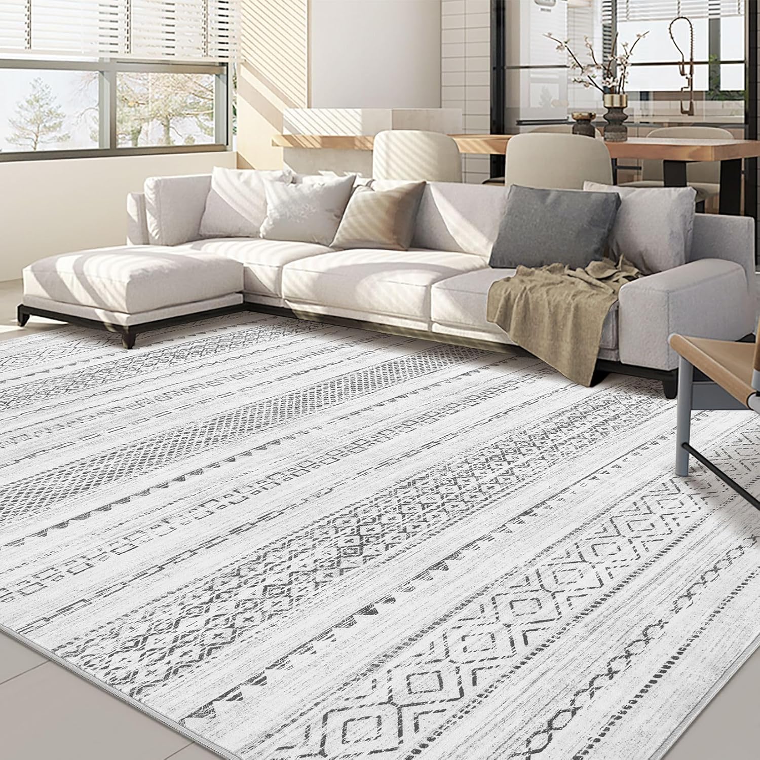 Boho Moroccan Washable Area Rug