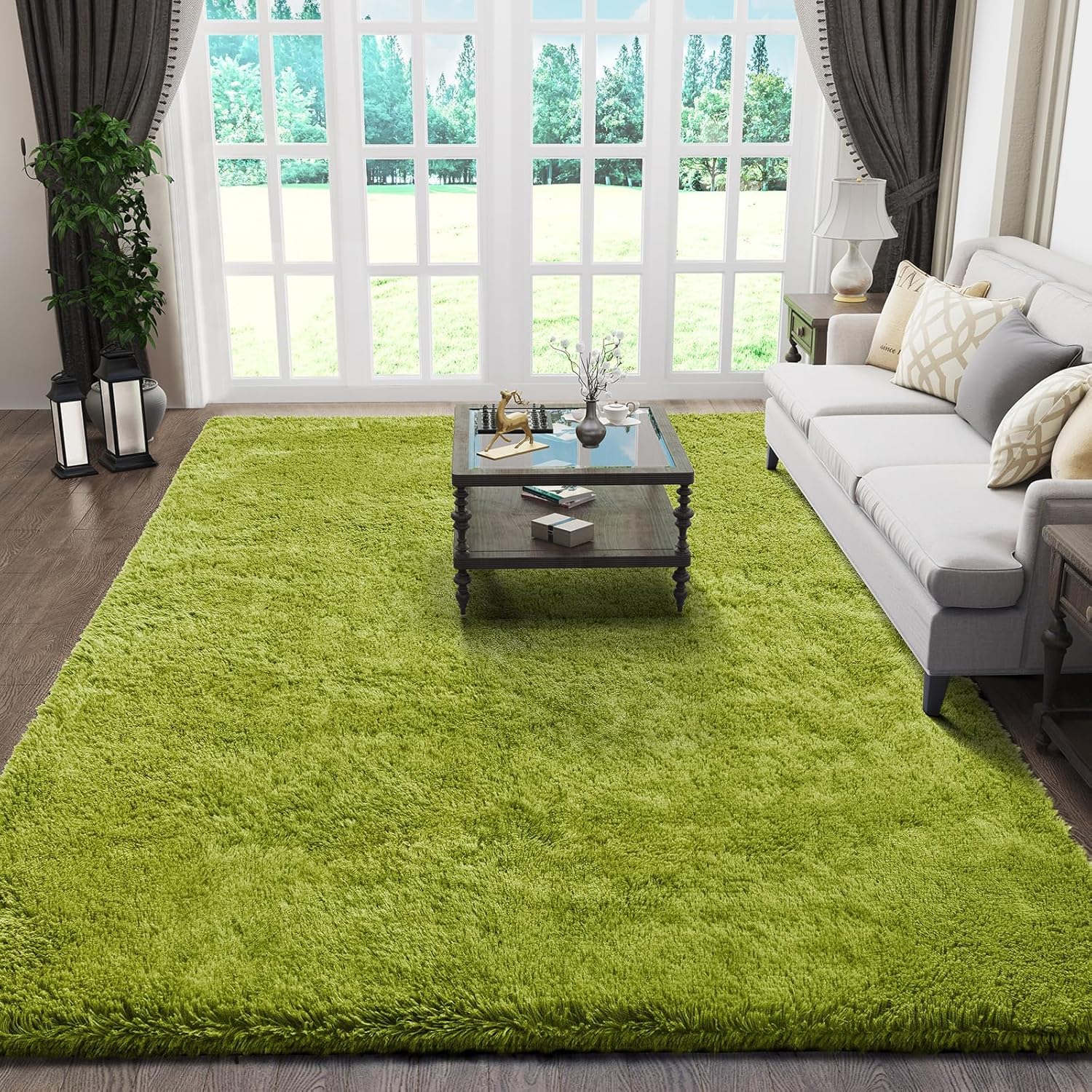 Grey Fluffy Shag Area Rug