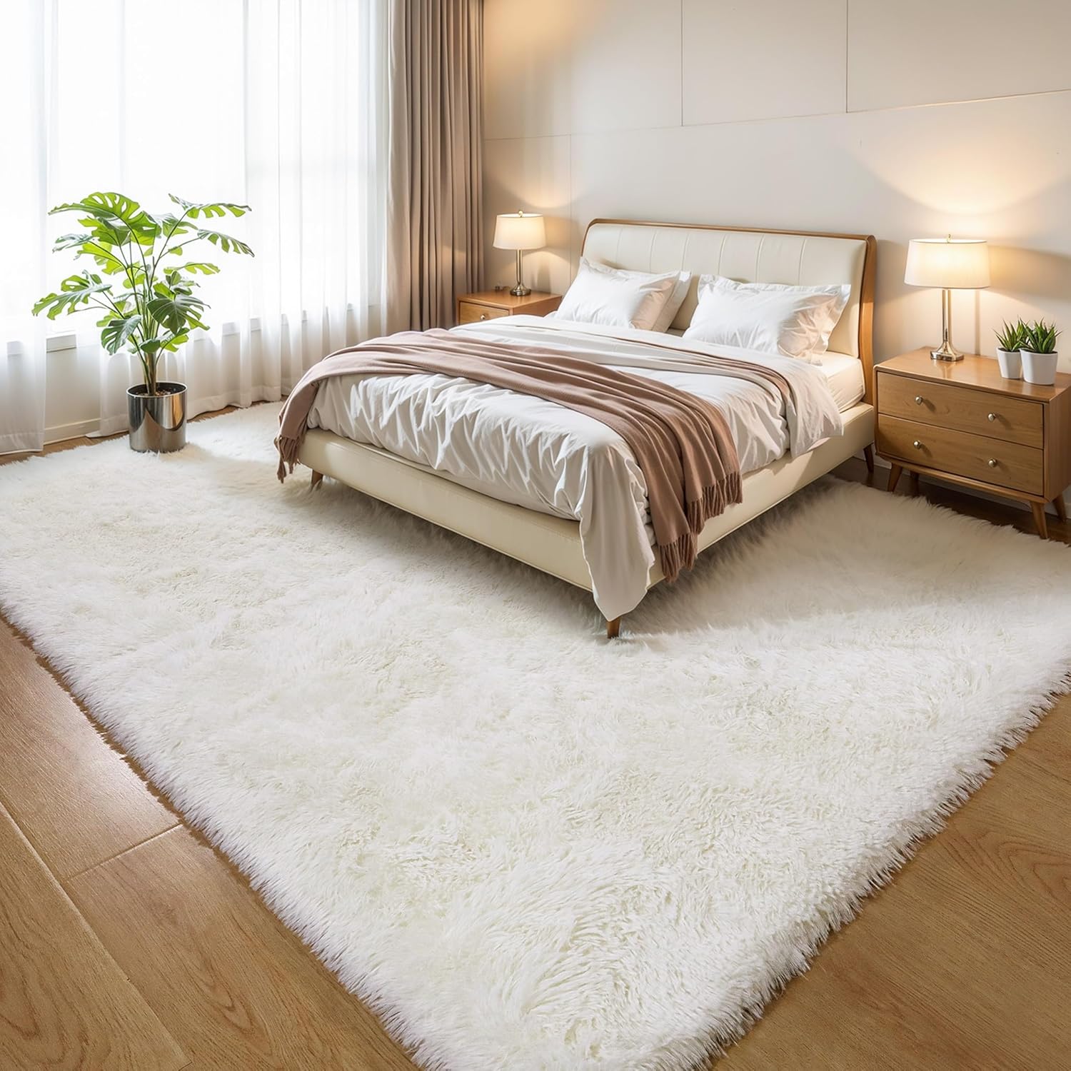 Pink Fluffy Shag Area Rug