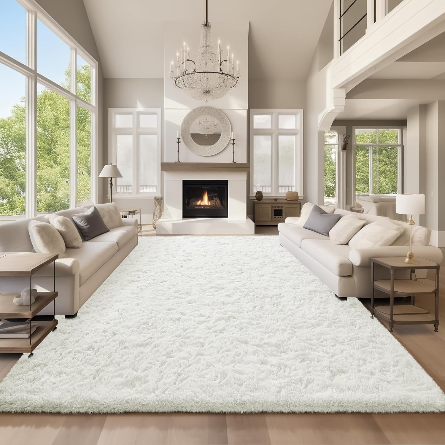 Grey Fluffy Shag Area Rug