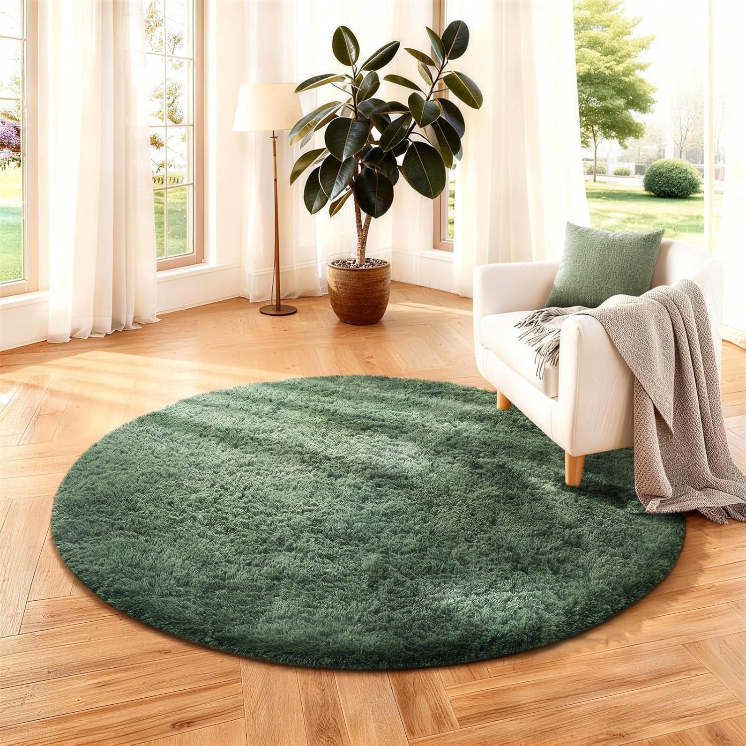Grey Fluffy Shag Area Rug