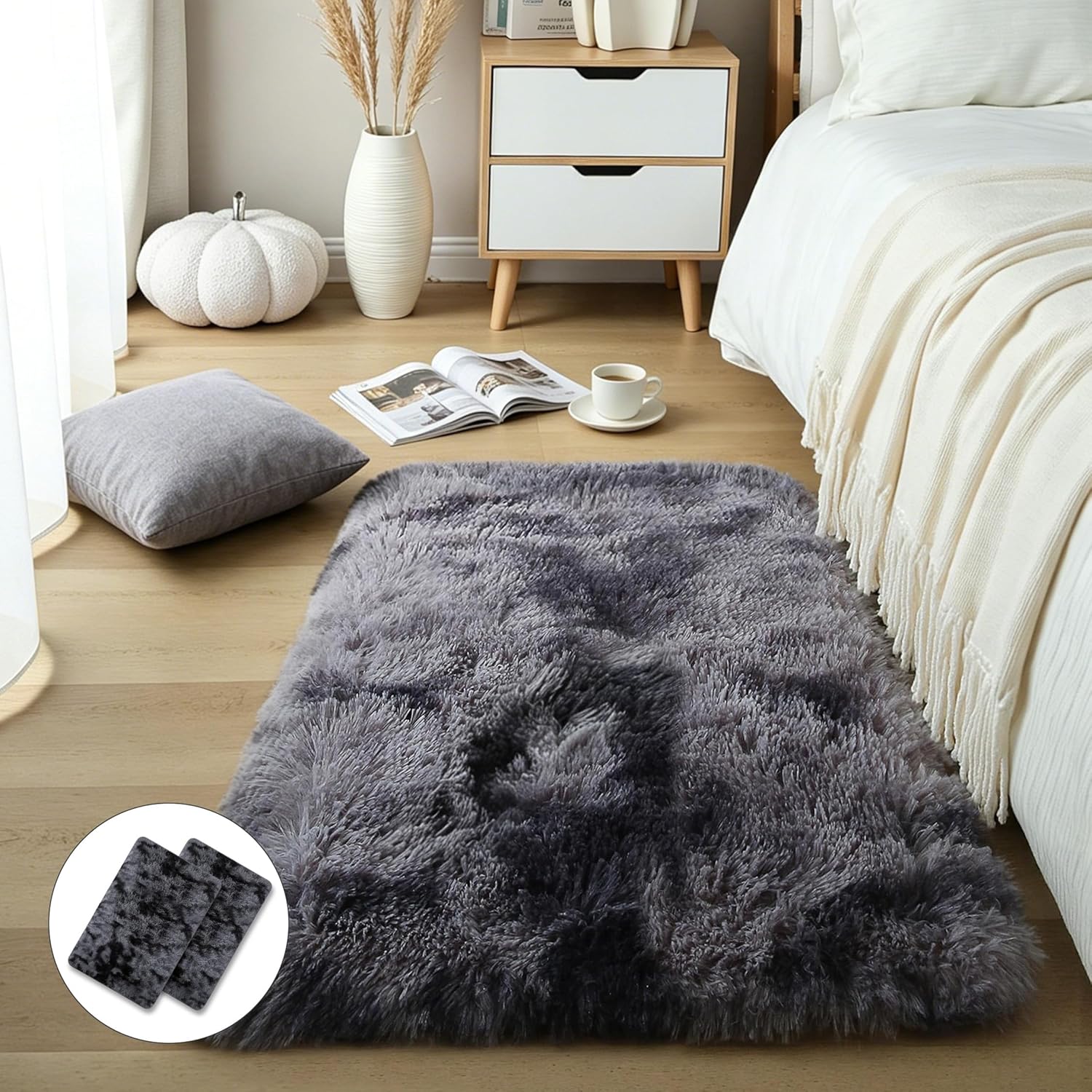 Pink Fluffy Shag Area Rug
