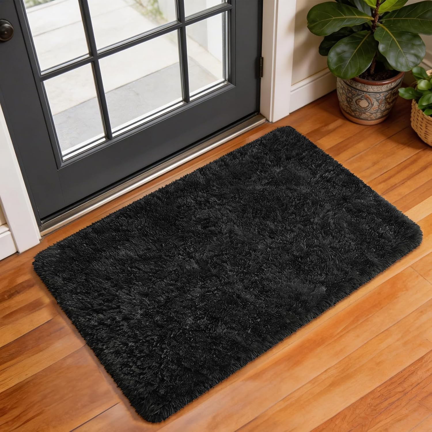 Grey Fluffy Shag Area Rug