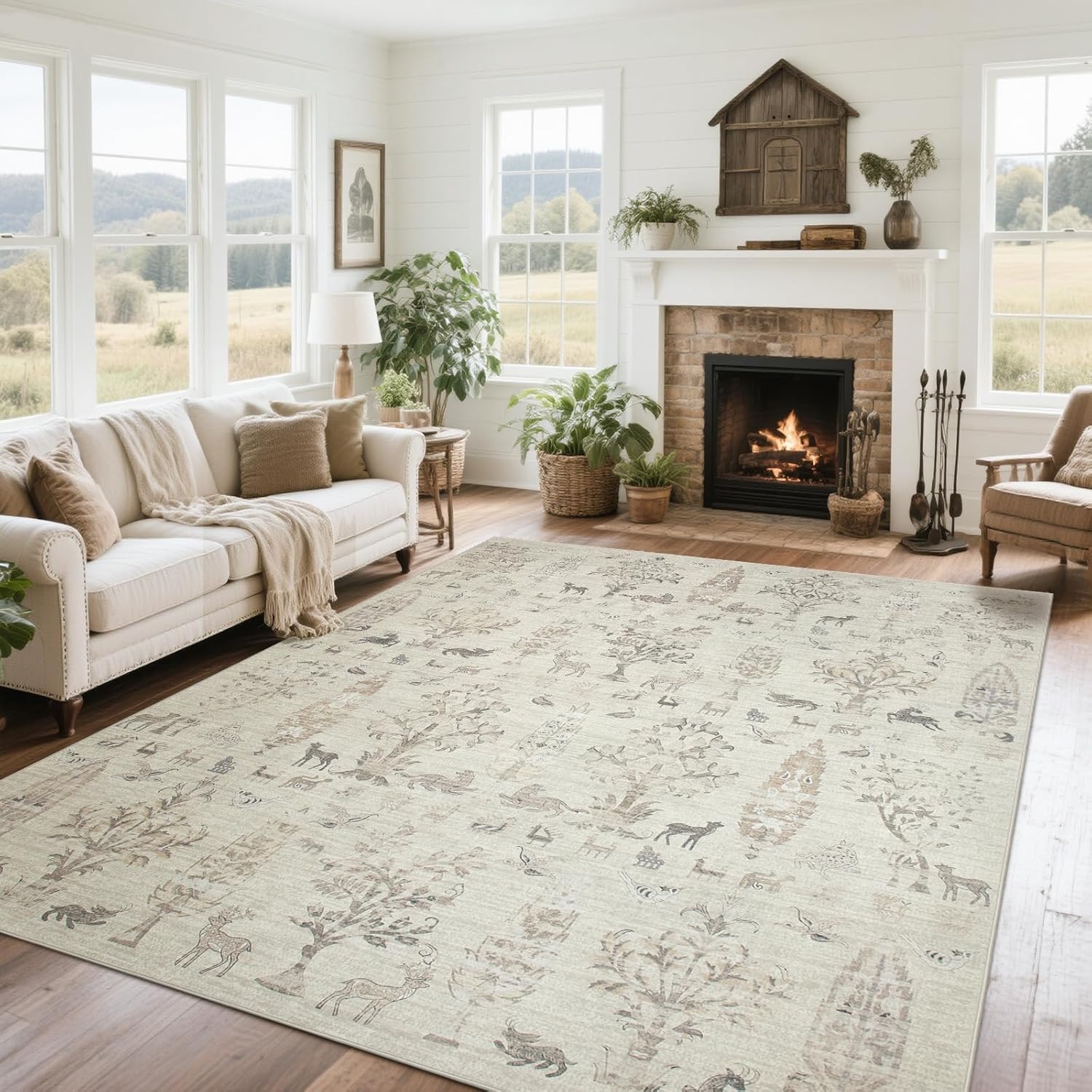 Vintage Faux Wool Area Rug