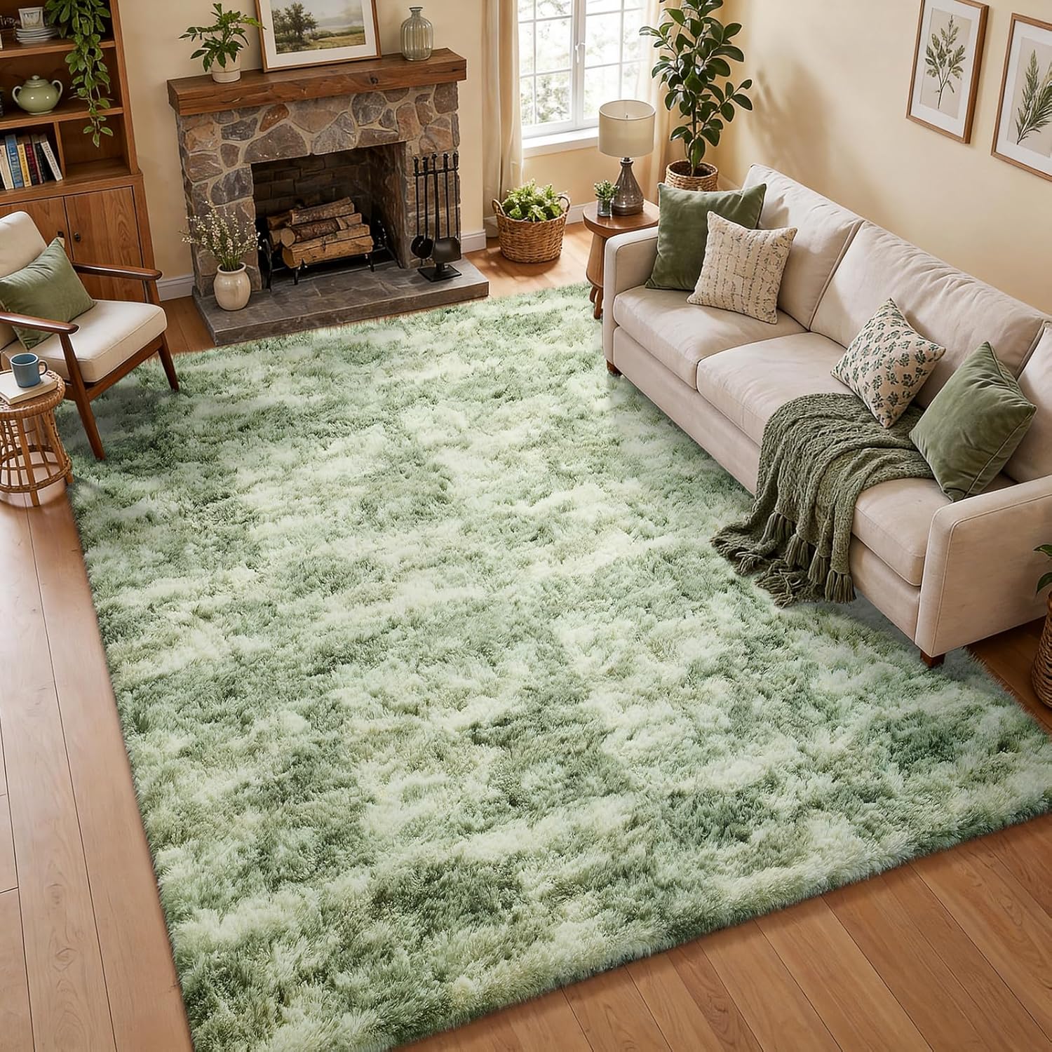 Grey Fluffy Shag Area Rug