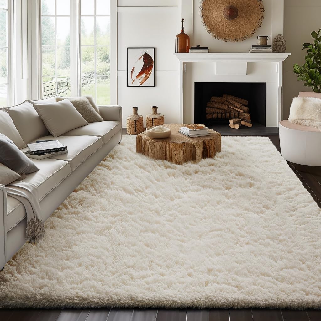 Grey Fluffy Shag Area Rug