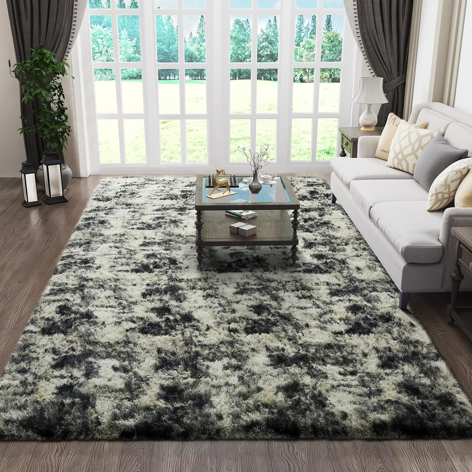 Grey Fluffy Shag Area Rug