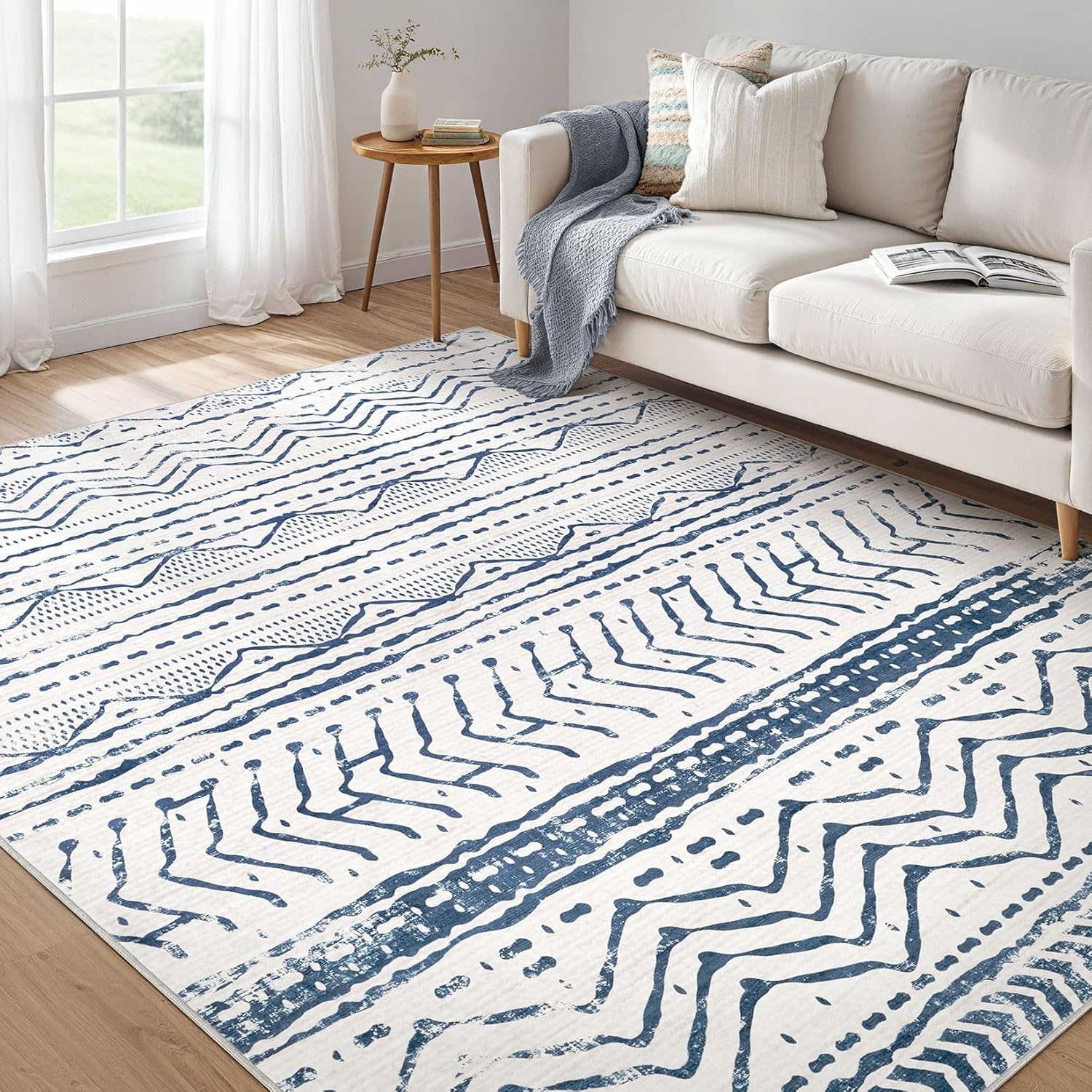 Boho Moroccan Washable Area Rug