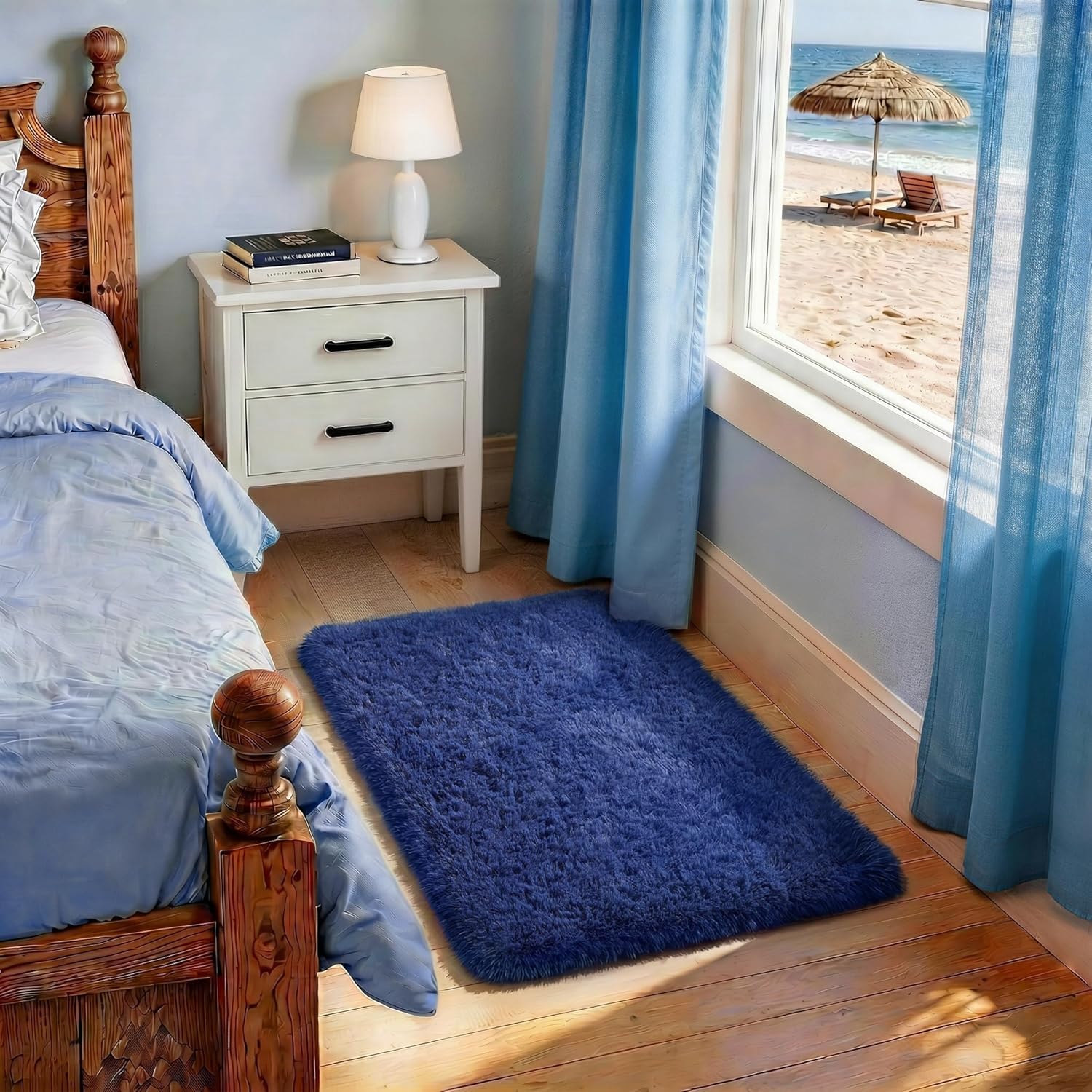 Grey Fluffy Shag Area Rug