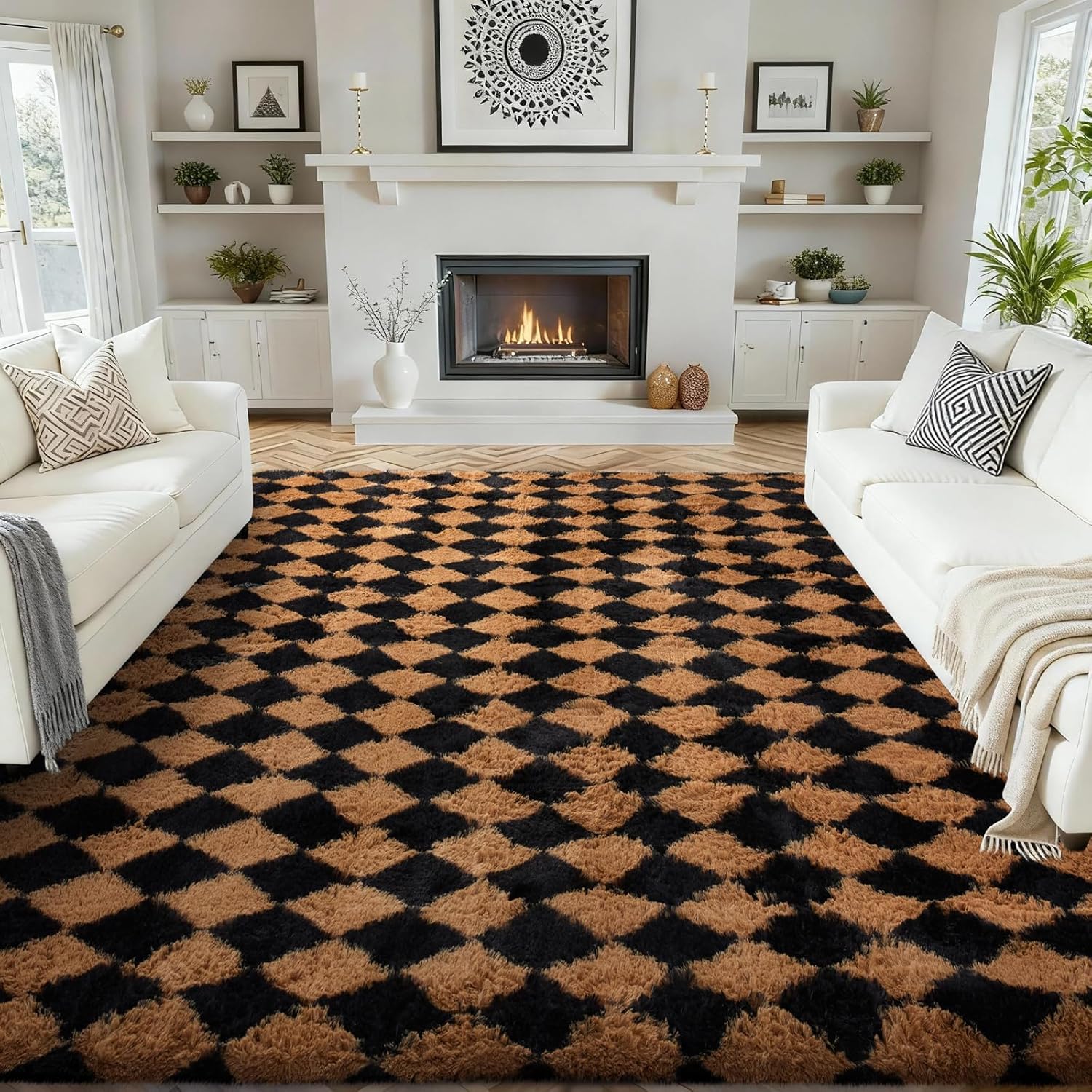 Grey Fluffy Shag Area Rug